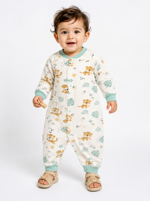 White Green Romper Set