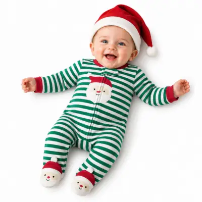 Santa Christmas romper set for babies by Bakku