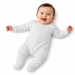 White baby romper set by Bakku