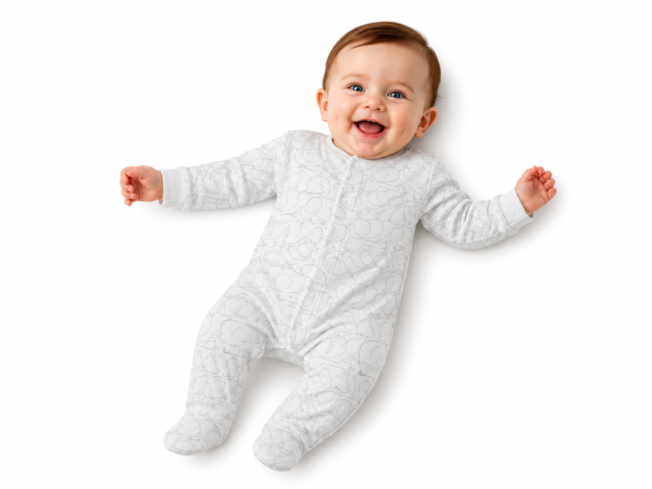 White baby romper set by Bakku