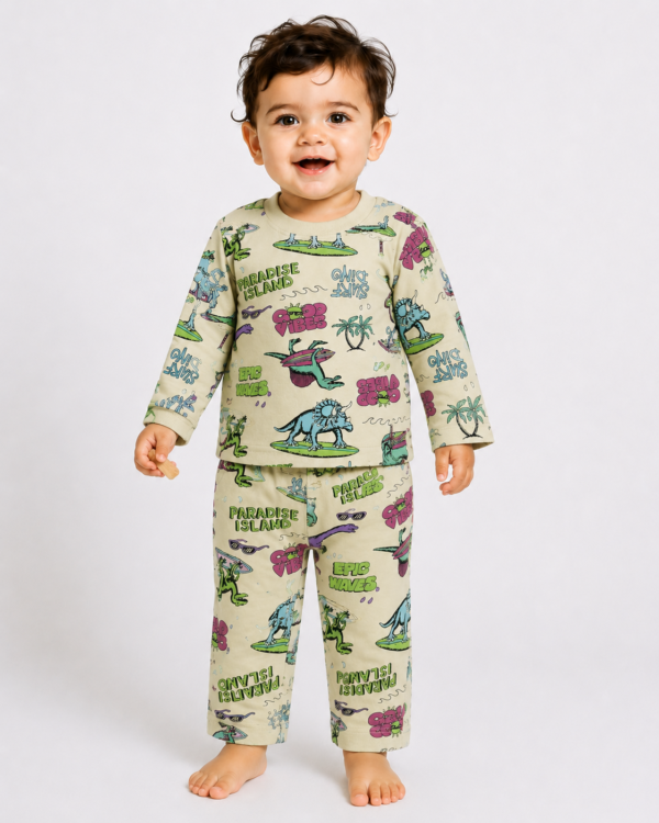 Boys Dino Night Suit with Bamboo Fabric with Mint Cooling 3A Antibacterial