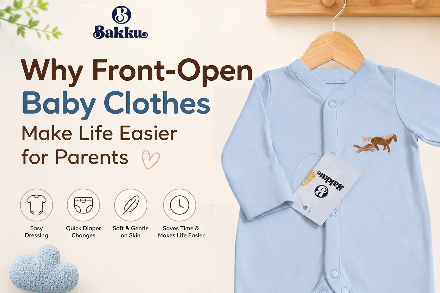 Front-open baby clothes designed for comfort, easy dressing, and quick diaper changes for newborns.